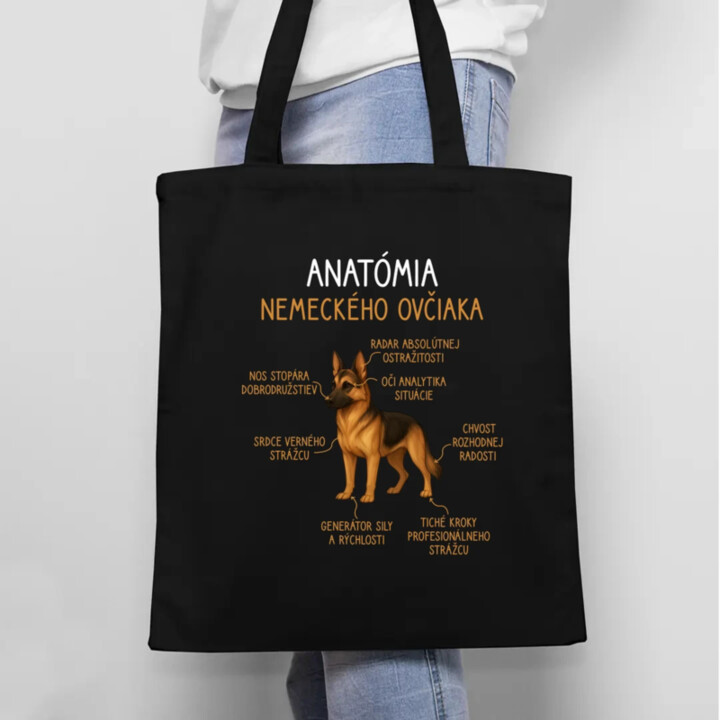 Anatómia nemeckého ovčiaka - taška s potlačou