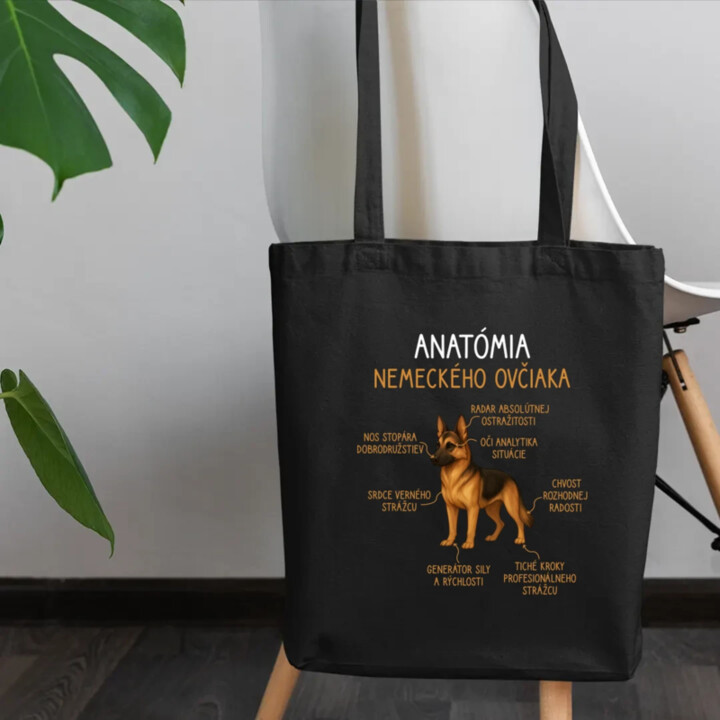 Anatómia nemeckého ovčiaka - taška s potlačou
