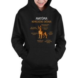 Anatómia nemeckého ovčiaka - detská mikina s kapucňou