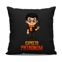 Expecto Patronum - Harry Potter - čierny vankúš s potlačou pre fanúšikov série Harry Potter