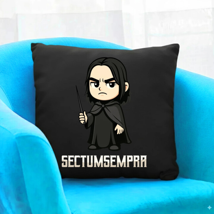 Sectumsempra - Severus Snape - čierny vankúš s potlačou pre fanúšikov série Harry Potter