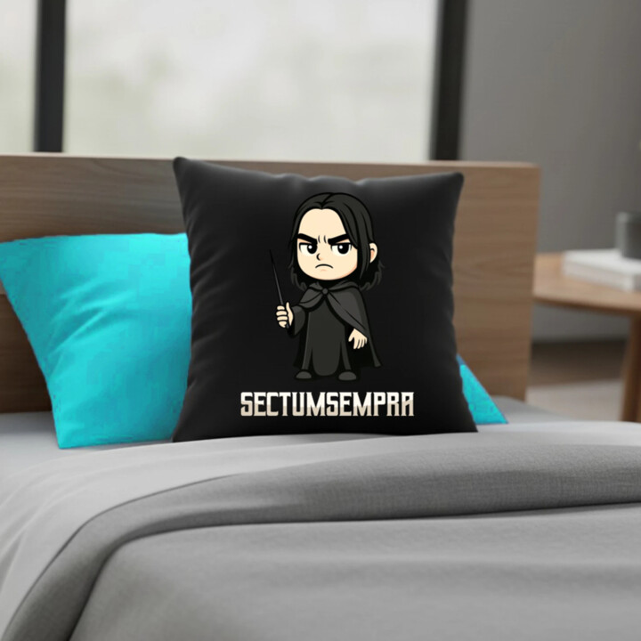 Sectumsempra - Severus Snape - čierny vankúš s potlačou pre fanúšikov série Harry Potter