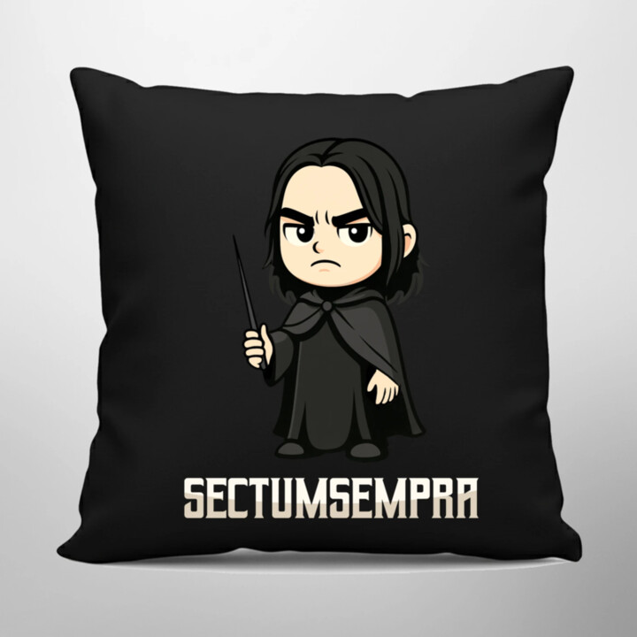 Sectumsempra - Severus Snape - čierny vankúš s potlačou pre fanúšikov série Harry Potter