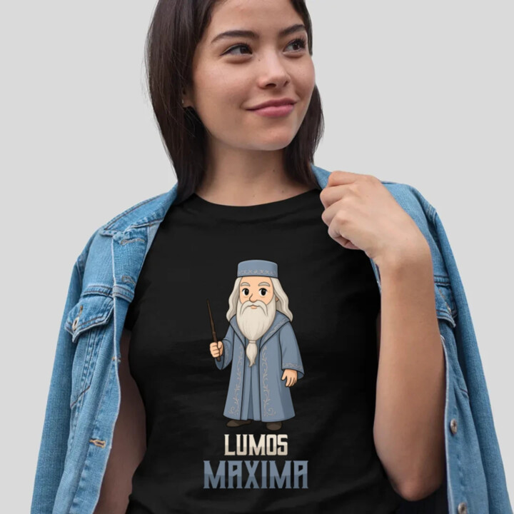 Lumos Maxima - Albus Dumbledore - dámske tričko s potlačou pre fanúšikov série Harry Potter