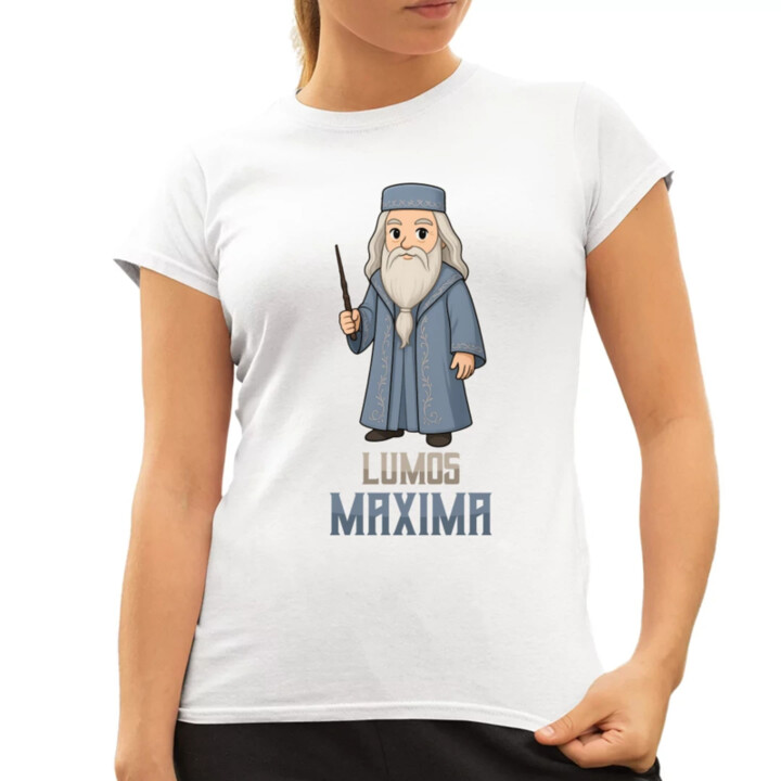 Lumos Maxima - Albus Dumbledore - dámske tričko s potlačou pre fanúšikov série Harry Potter
