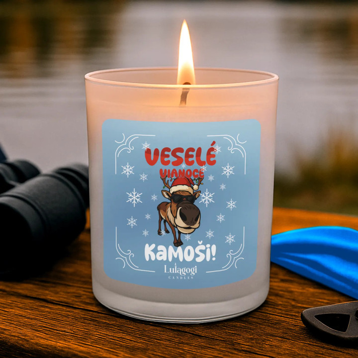 Veselé Vianoce, kamoši! - vonná svieca s potlačou