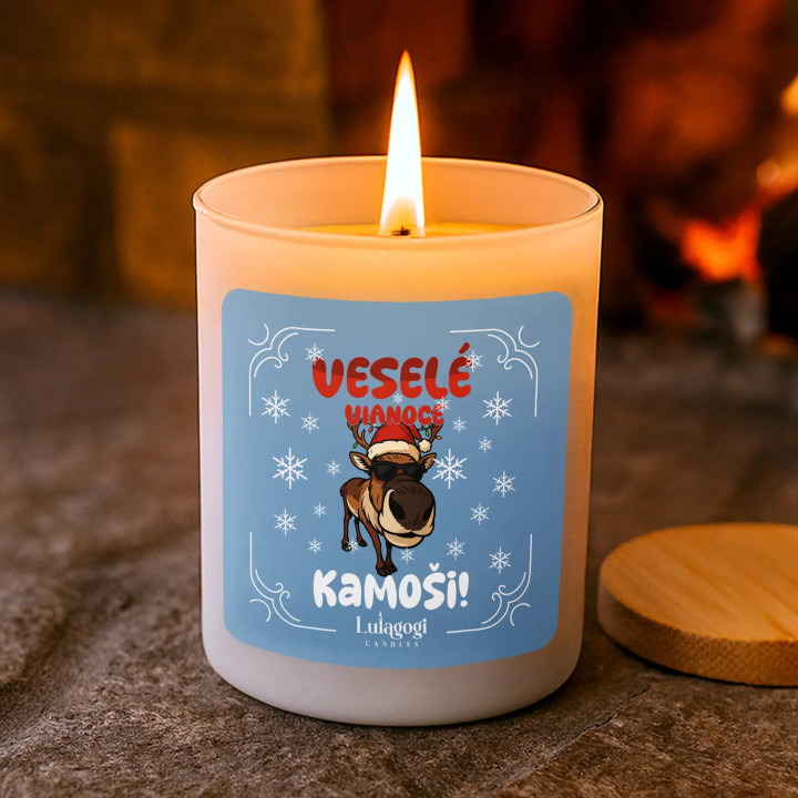 Veselé Vianoce, kamoši! - vonná svieca s potlačou