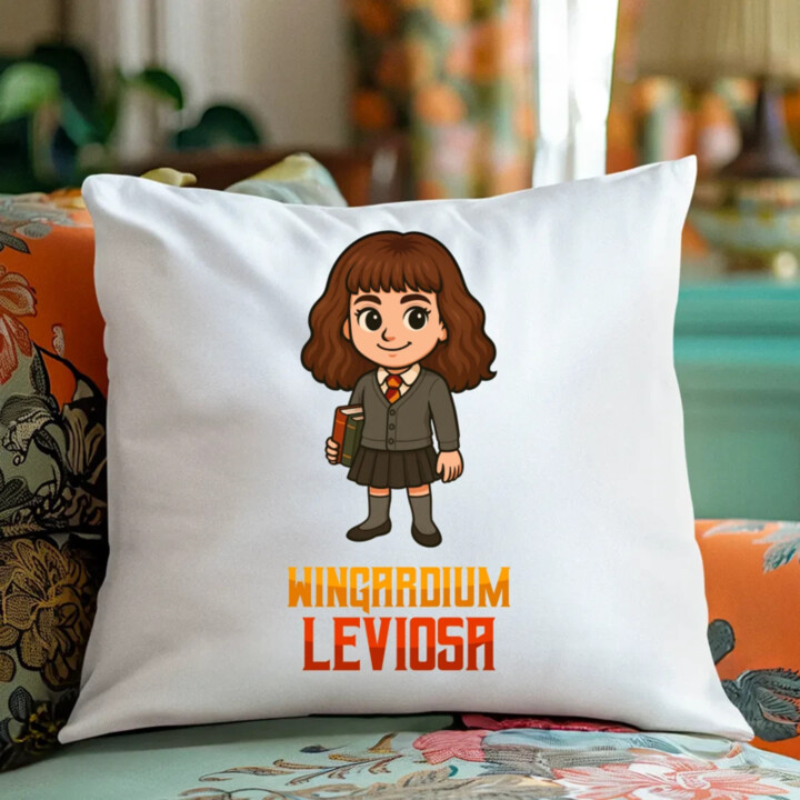 Wingardium Leviosa - Hermiona Granger - vankúš s potlačou pre fanúšikov série Harry Potter