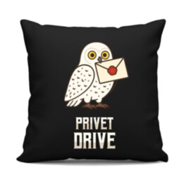 Privet Drive - Hedwiga - čierny vankúš s potlačou pre fanúšikov série Harry Potter
