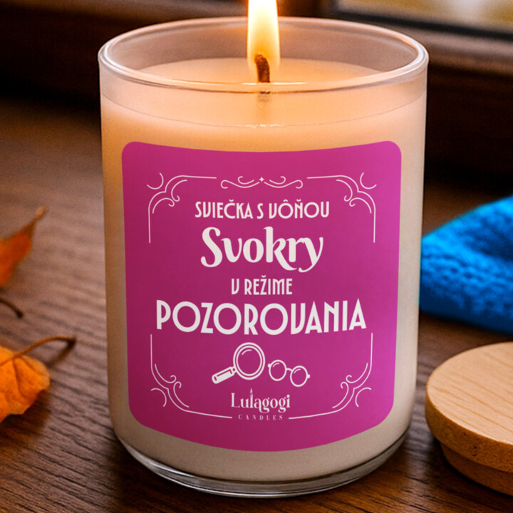 Sviečka s vôňou svokry v režime pozorovania – vonná svieca s potlačou pre svokru