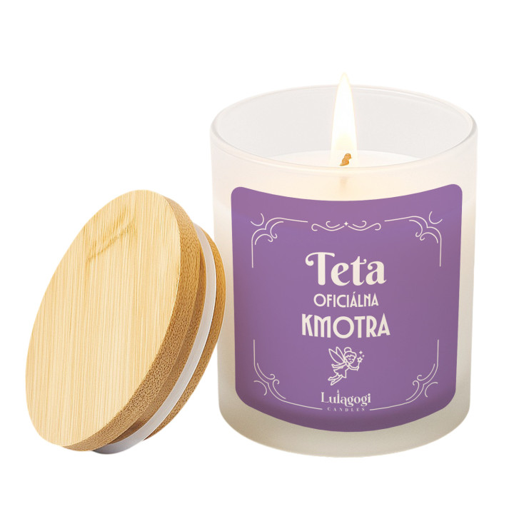 Teta – oficiálna kmotra – vonná svieca s potlačou pre tetu