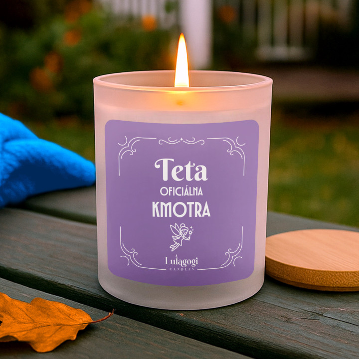 Teta – oficiálna kmotra – vonná svieca s potlačou pre tetu
