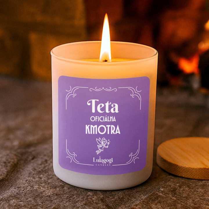 Teta – oficiálna kmotra – vonná svieca s potlačou pre tetu