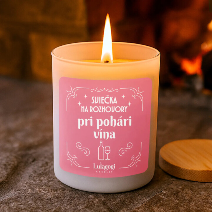 Sviečka na rozhovory pri pohári vína - vonná svieca s potlačou