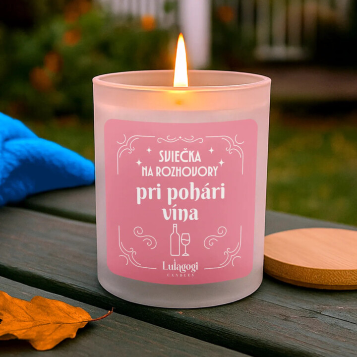 Sviečka na rozhovory pri pohári vína - vonná svieca s potlačou