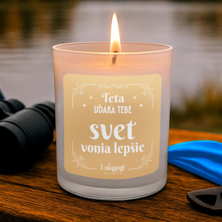 Teta, vďaka tebe svet vonia lepšie - vonná svieca s potlačou