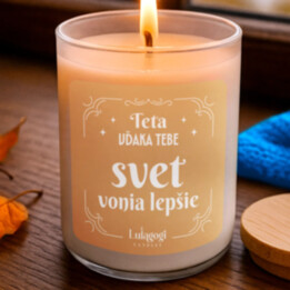 Teta, vďaka tebe svet vonia lepšie - vonná svieca s potlačou