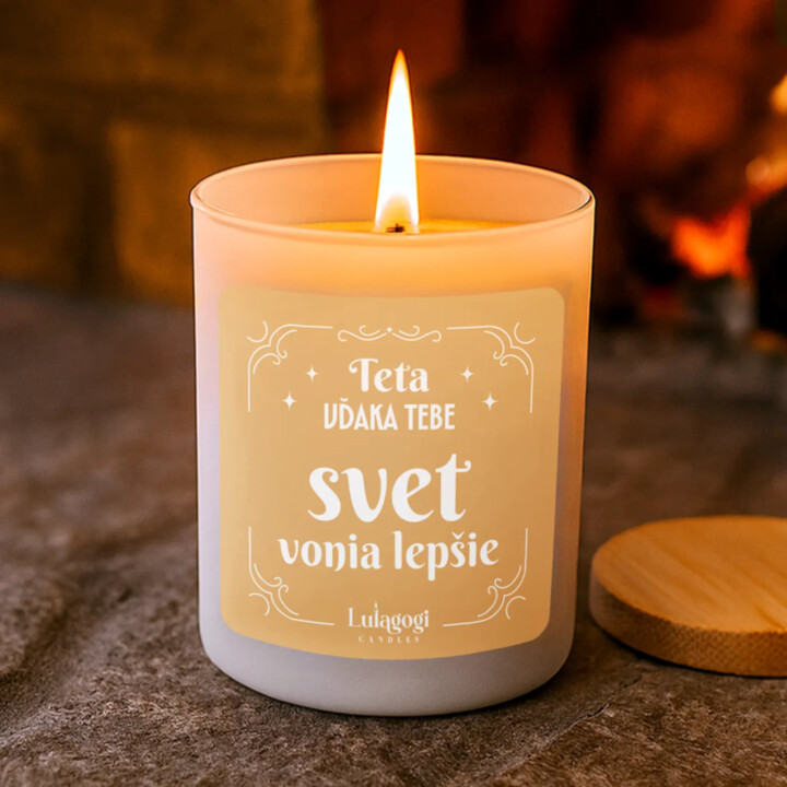Teta, vďaka tebe svet vonia lepšie - vonná svieca s potlačou