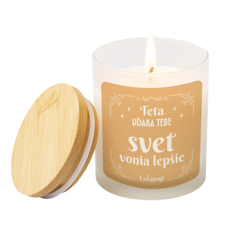 Teta, vďaka tebe svet vonia lepšie - vonná svieca s potlačou