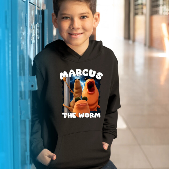 Marcus the worm - detská mikina s kapucňou