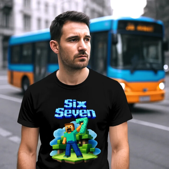 Steve 67 - Six Seven - pánske tričko s potlačou - inspirované Minecraft
