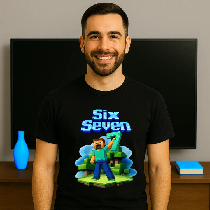 Steve 67 - Six Seven - pánske tričko s potlačou - inspirované Minecraft