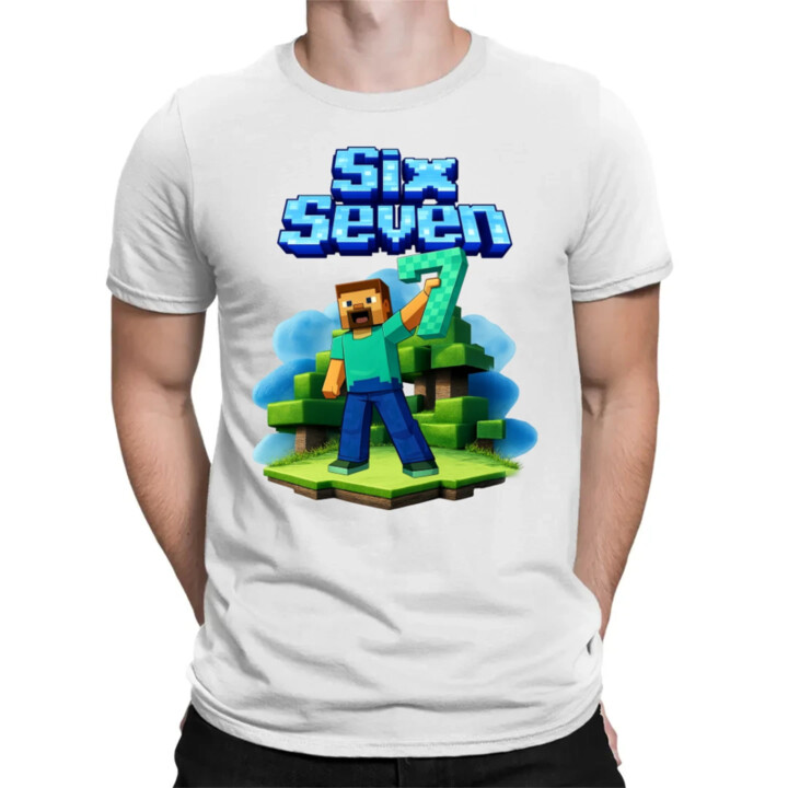 Steve 67 - Six Seven - pánske tričko s potlačou - inspirované Minecraft