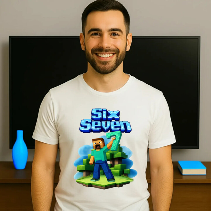 Steve 67 - Six Seven - pánske tričko s potlačou - inspirované Minecraft
