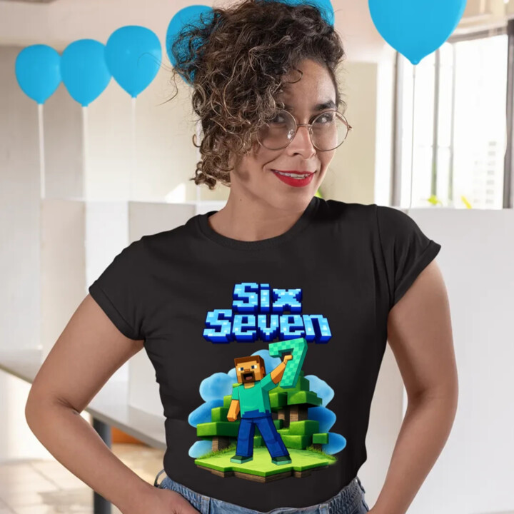 Steve 67 - Six Seven - dámske tričko s potlačou - inspirované Minecraft