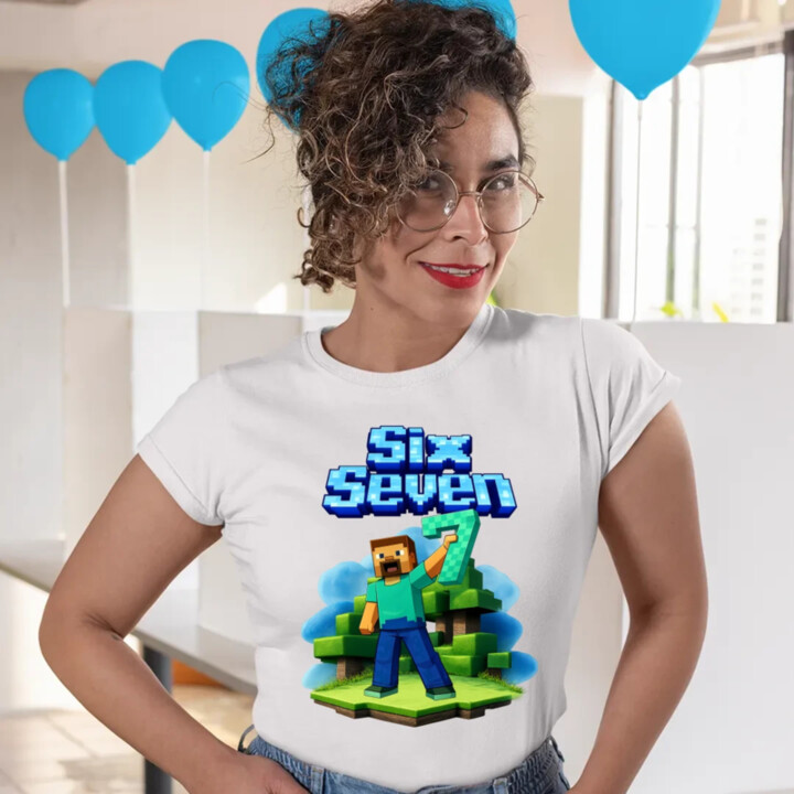 Steve 67 - Six Seven - dámske tričko s potlačou - inspirované Minecraft