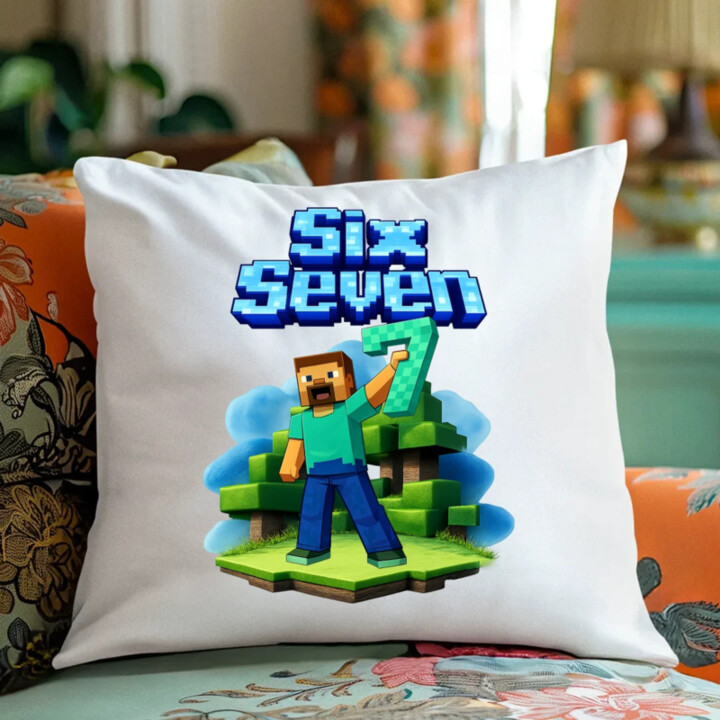 Steve 67 - Six Seven - vankúš s potlačou - inspirované Minecraft