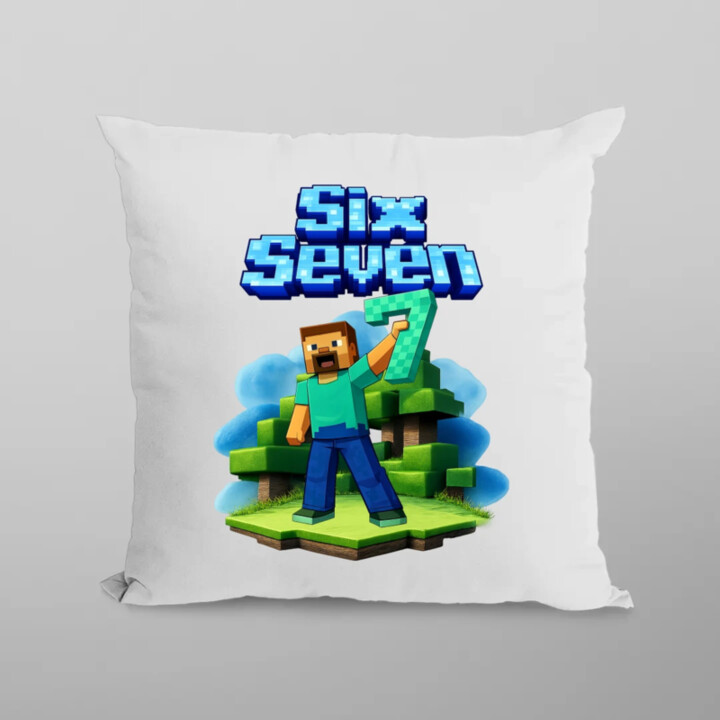 Steve 67 - Six Seven - vankúš s potlačou - inspirované Minecraft