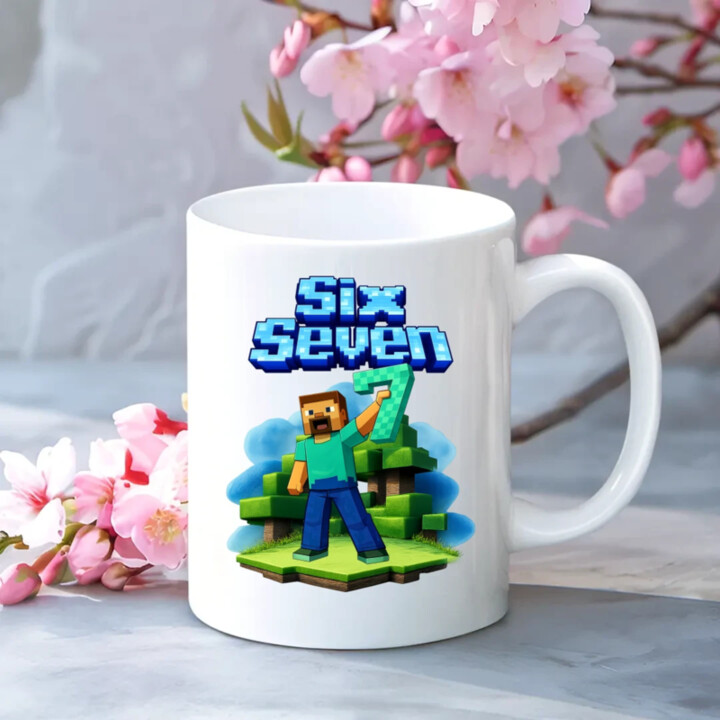 Steve 67 - Six Seven - keramický hrnček s potlačou - inspirované Minecraft