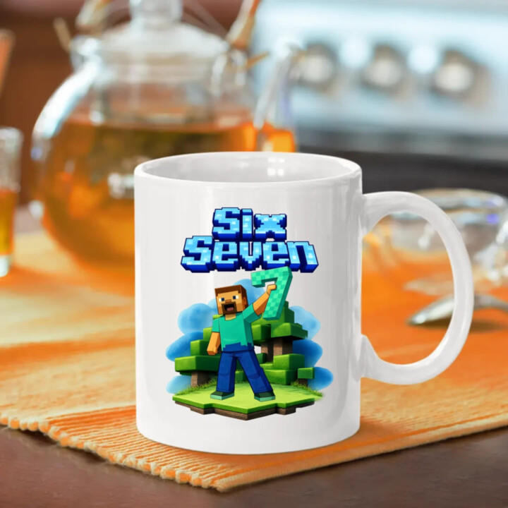 Steve 67 - Six Seven - keramický hrnček s potlačou - inspirované Minecraft
