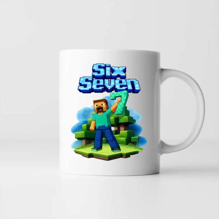 Steve 67 - Six Seven - keramický hrnček s potlačou - inspirované Minecraft