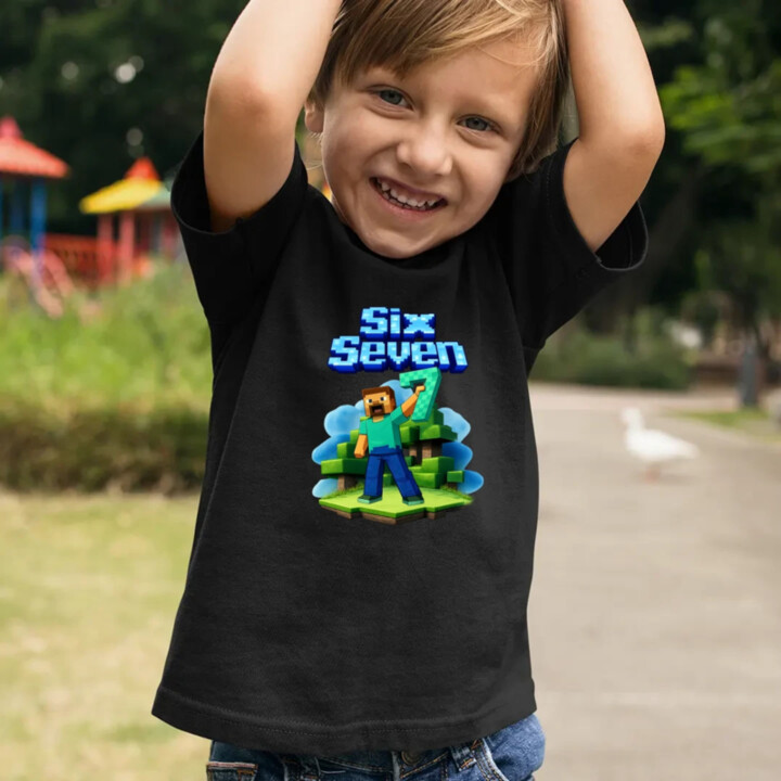 Steve 67 - Six Seven - detské tričko s potlačou - inspirované Minecraft