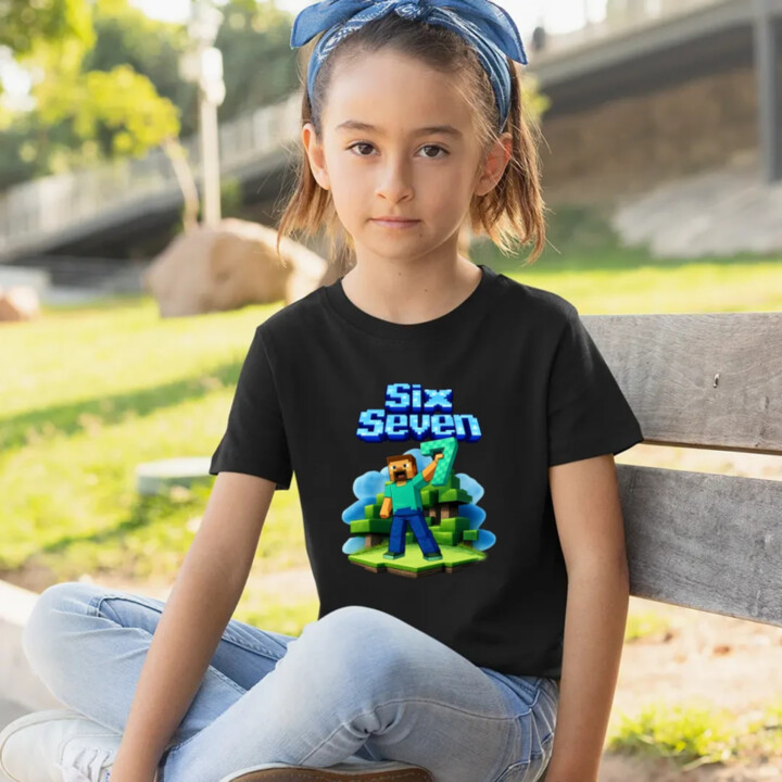 Steve 67 - Six Seven - detské tričko s potlačou - inspirované Minecraft