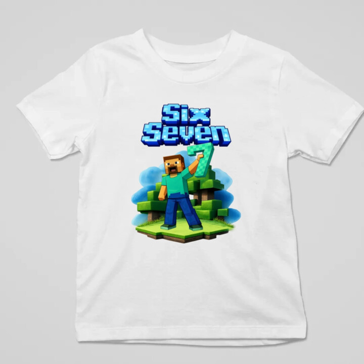 Steve 67 - Six Seven - detské tričko s potlačou - inspirované Minecraft