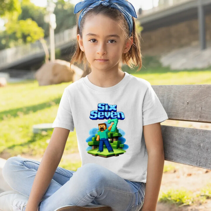 Steve 67 - Six Seven - detské tričko s potlačou - inspirované Minecraft