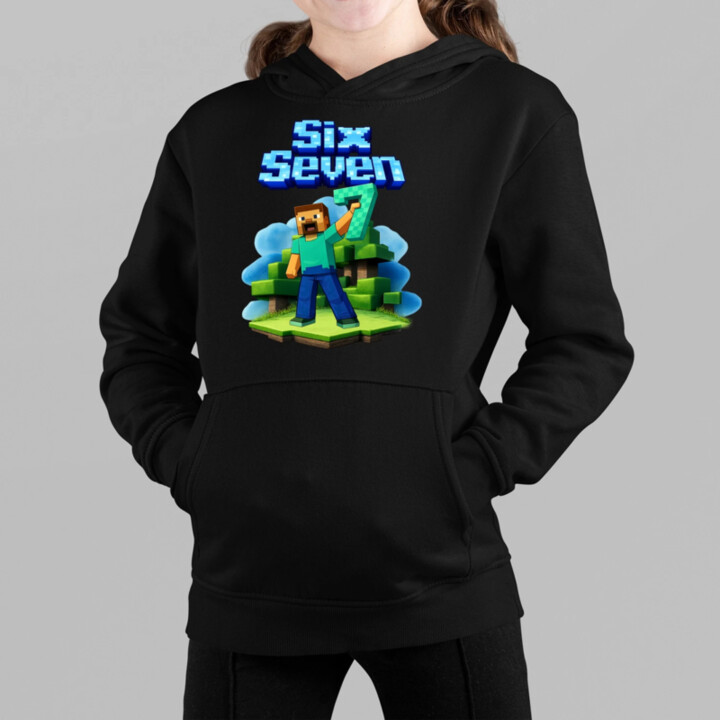 Steve 67 - Six Seven - detská mikina s kapucňou - inspirované Minecraft