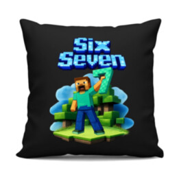 Steve 67 - Six Seven - čierny vankúš s potlačou - inspirované Minecraft