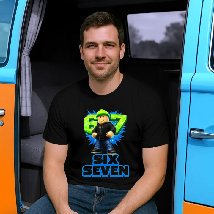 Six Seven 67 - pánske tričko s potlačou - inšpirované Roblox