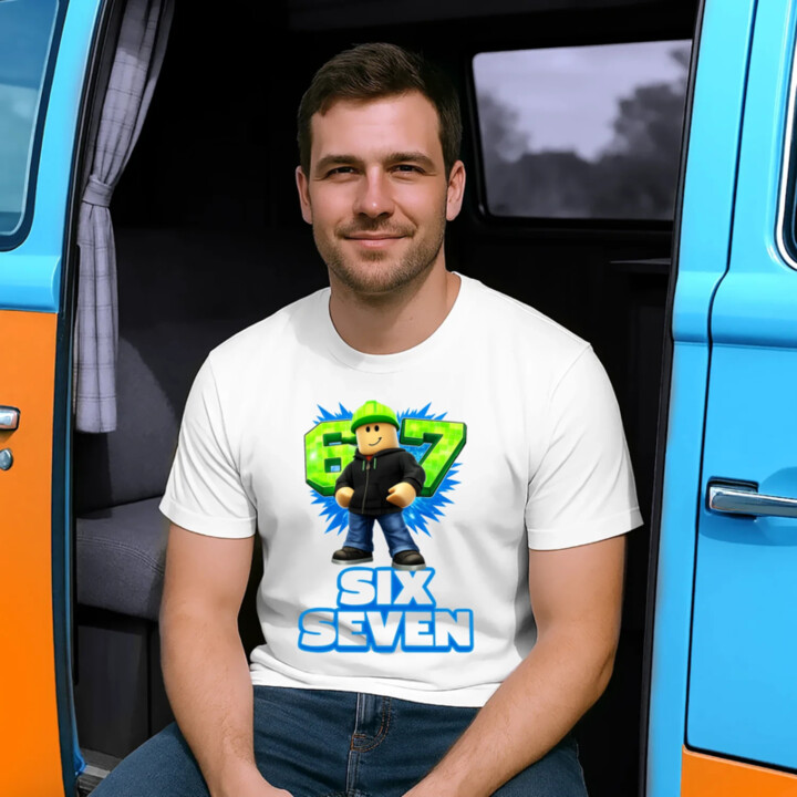 Six Seven 67 - pánske tričko s potlačou - inšpirované Roblox