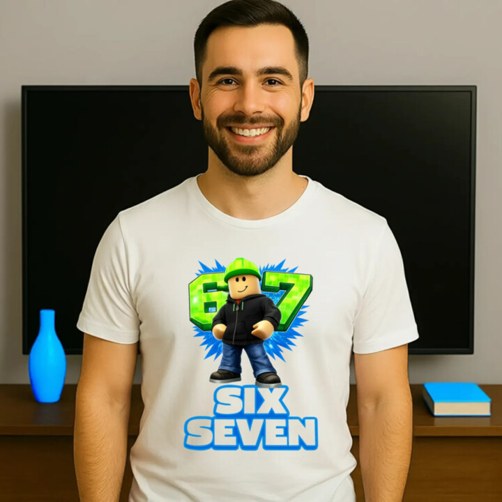 Six Seven 67 - pánske tričko s potlačou - inšpirované Roblox