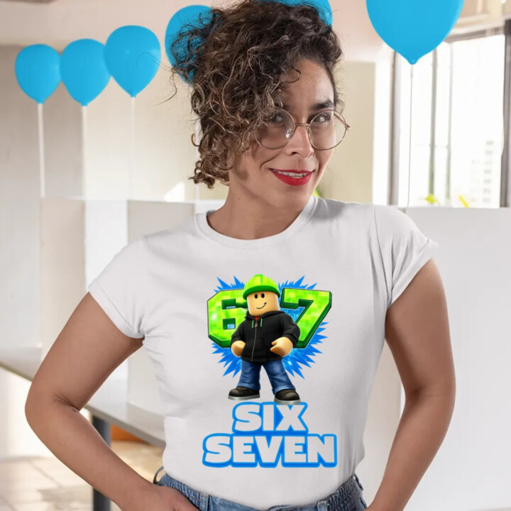 Six Seven 67 - dámske tričko s potlačou - inšpirované Roblox