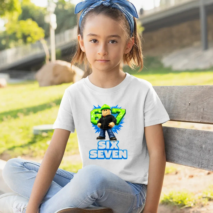 Six Seven 67 - detské tričko s potlačou - inšpirované Roblox