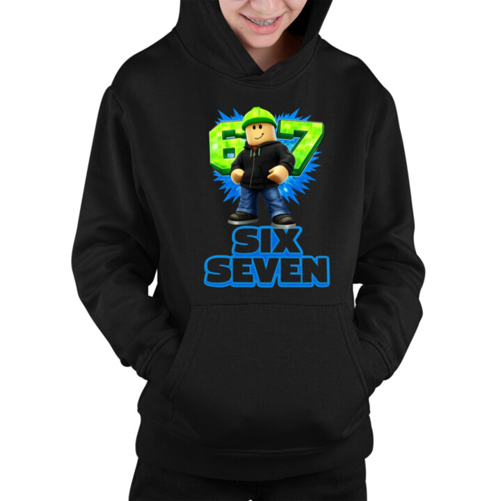 Six Seven 67 - detská mikina s kapucňou - inšpirované Roblox