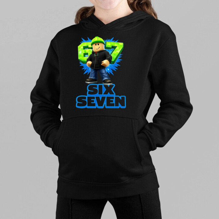 Six Seven 67 - detská mikina s kapucňou - inšpirované Roblox