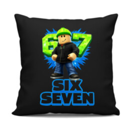 Six Seven 67 - čierny vankúš s potlačou - inšpirované Roblox