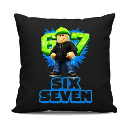 Six Seven 67 - čierny vankúš s potlačou - inšpirované Roblox